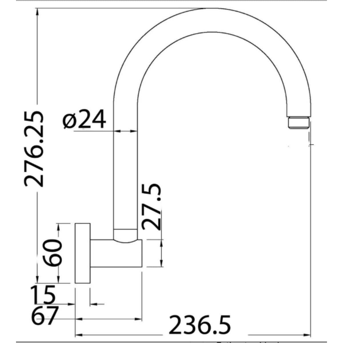 Alders Round Gooseneck Shower Arm - 200mm Chrome