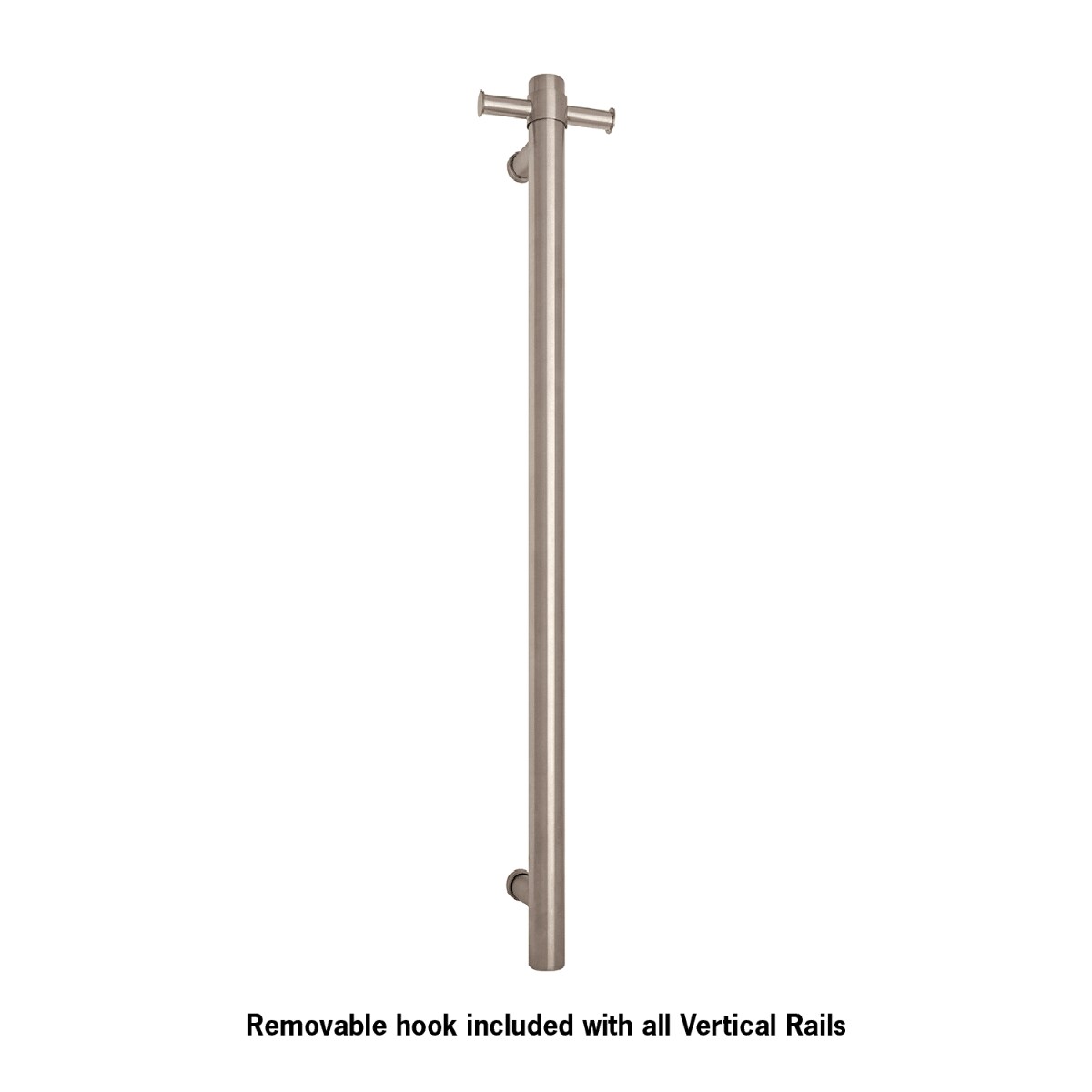 Thermorail Round Vertical Single Bar Heated Towel Rail with Hook 12V ...