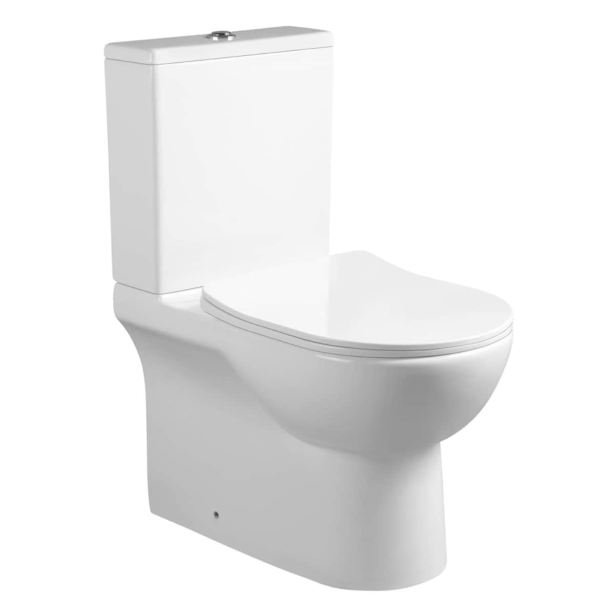 Galway Rimless Back To Wall Toilet Suite White Soft Close Seat Uni Trap ...